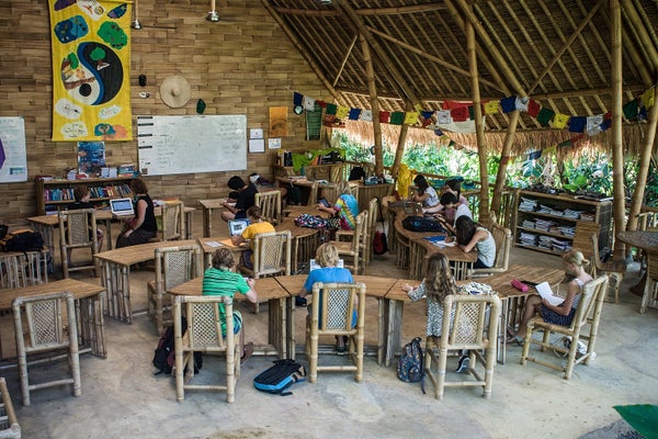 students in class green school bali indonesia