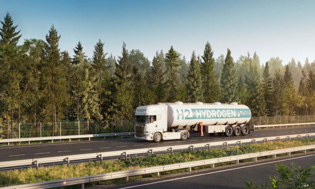 hydrogen supply truck on roadway