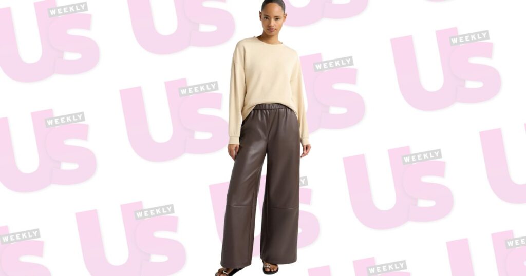 scoop faux leather wide leg parachute pants walmart