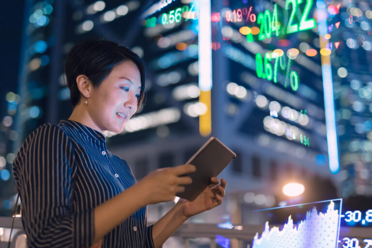 person looking at wall street suit stocks finance